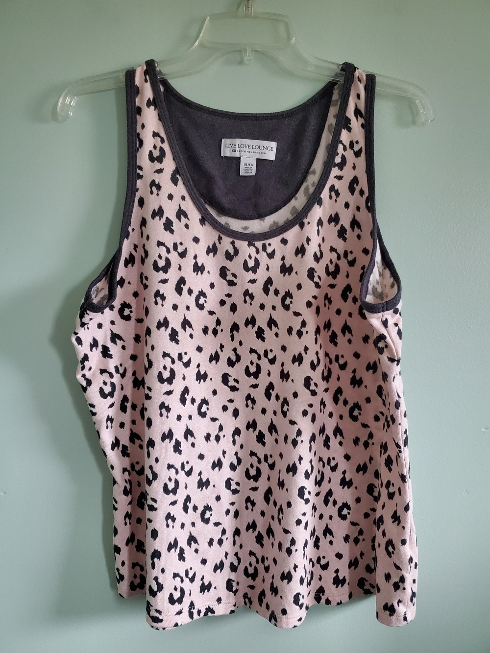 Karen Neuburger Pink Leopard Tank with Black Trim